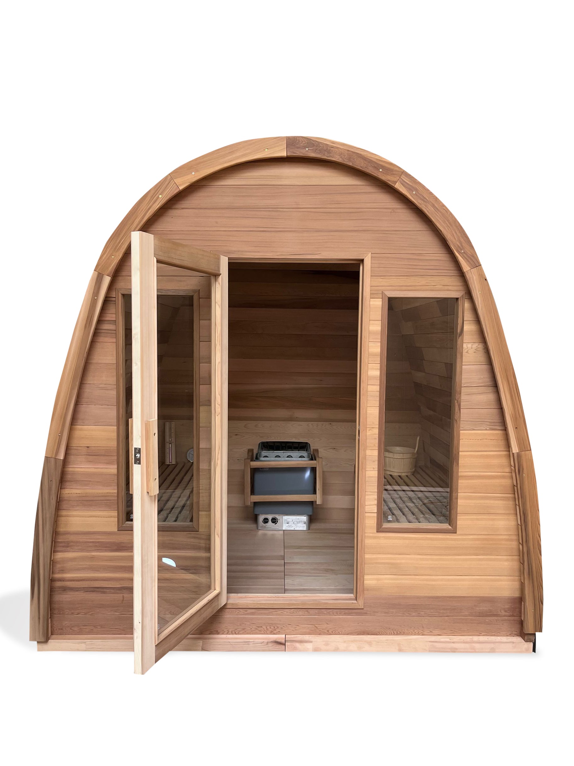 New Canadian Cedar Wood Dome Top Wet Dry Swedish Outdoor Steam Sauna SPA Shingled Roof Upgrade