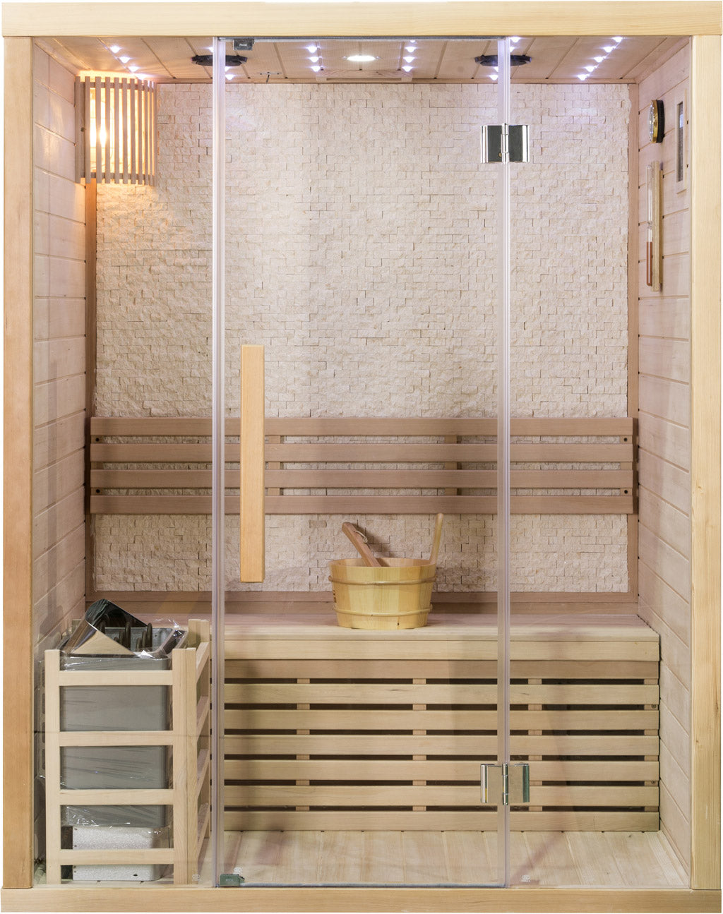 2/3 Person Canadian Hemlock Glass Front Indoor Swedish Wet Dry Traditional Steam Sauna SPA 4.5KW