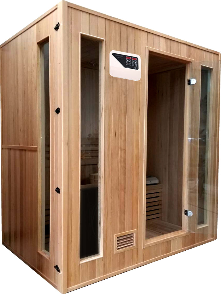 3/4 Person 72" Canadian Hemlock Traditional Swedish Wet Dry Steam Sauna Spa - SYM04SS