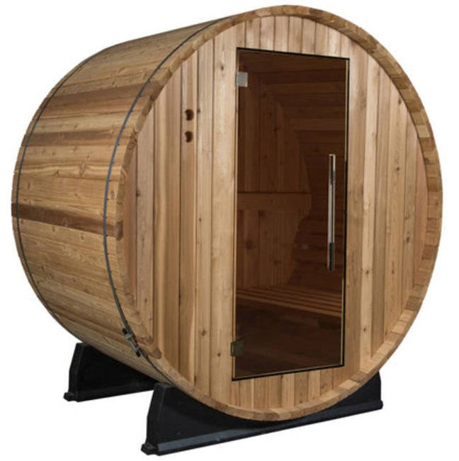 2 Person Outdoor Canadian Red Cedar Traditional Wet Dry Barrel Sauna 6KW Heater Upgrade  FREE SHIPPING