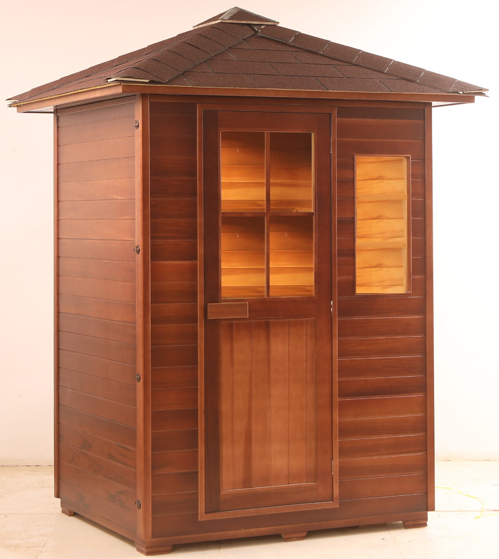 2/3 Person Canadian Red Cedar Traditional Steam Outdoor Sauna / SPA Sound System 6KW Heater Upgrade